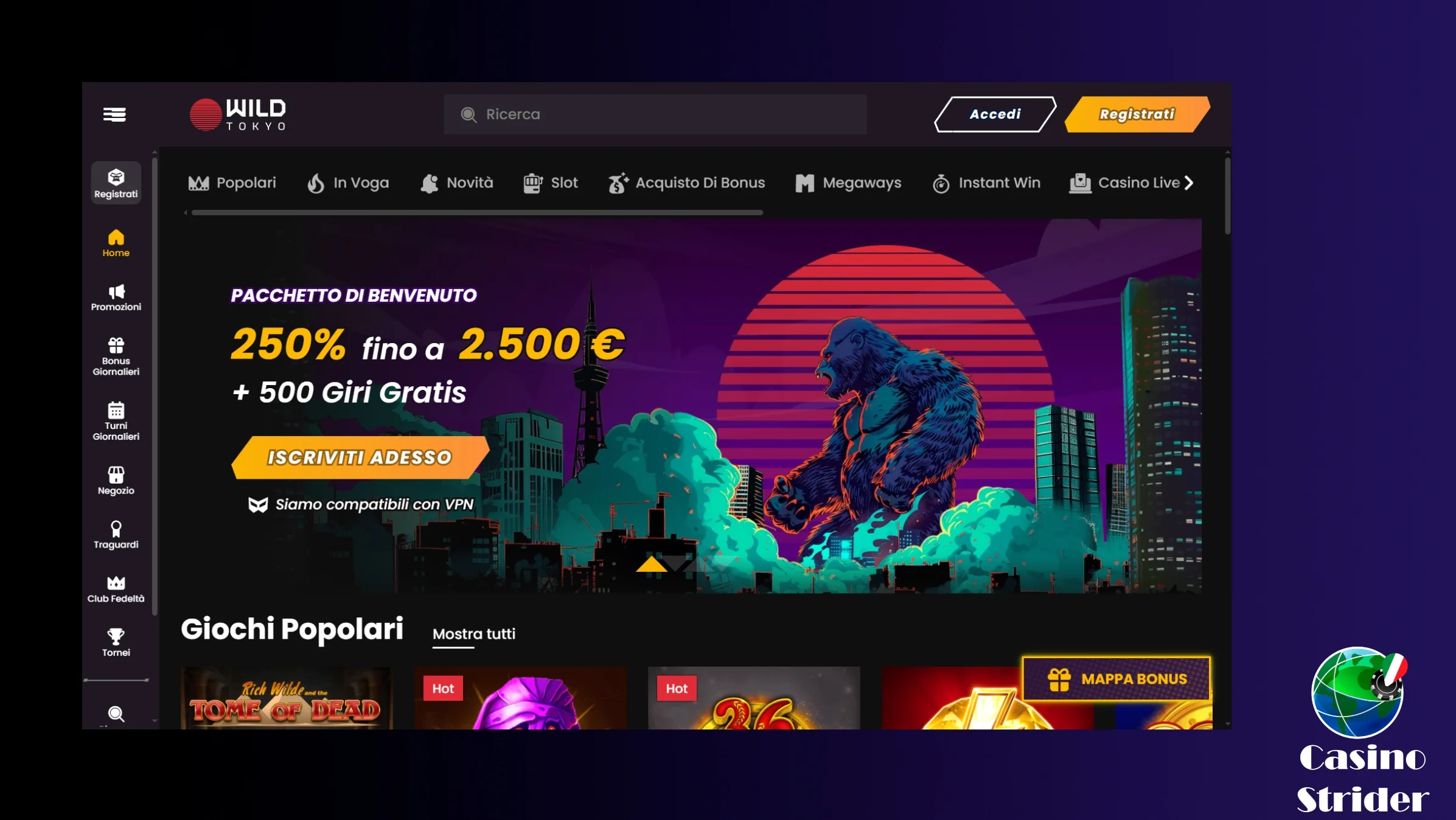 dettagli del wild tokyo casino
