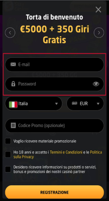 Inserimento dati di accesso