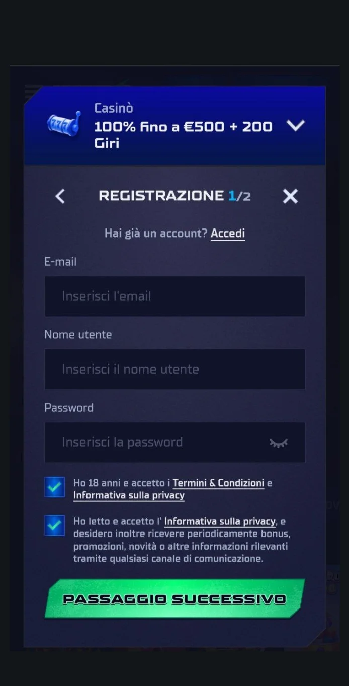Indicate il sesso e la data di nascita