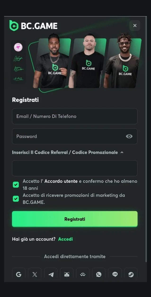 4 Incolla il codice e completa la registrazione