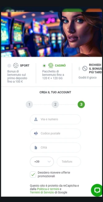 4 Concludi la registrazione