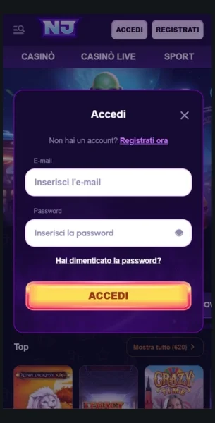 Accedi al tuo account