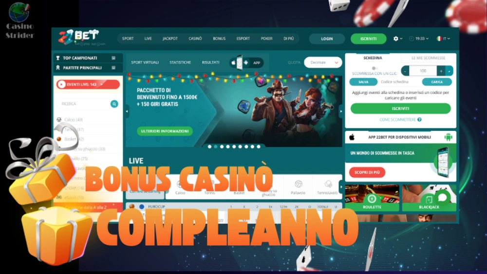 22bet Bonus Compleanno