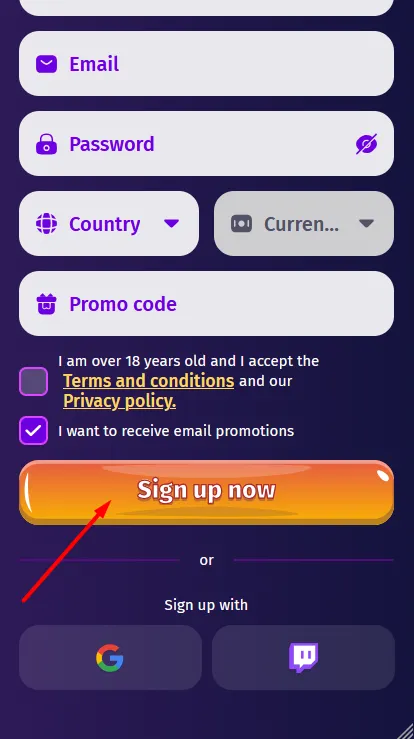 Completa la registrazione