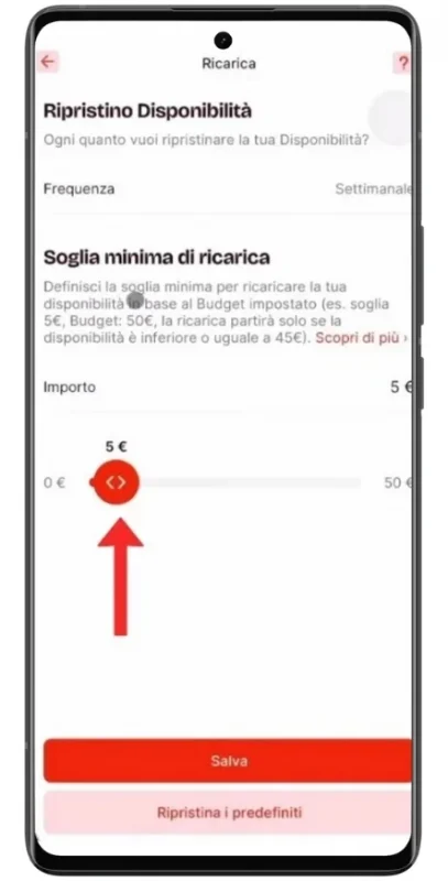 Inserisci l’importo in denaro