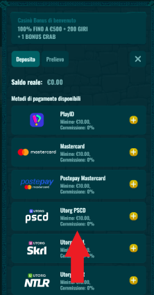 Ricarica il conto
