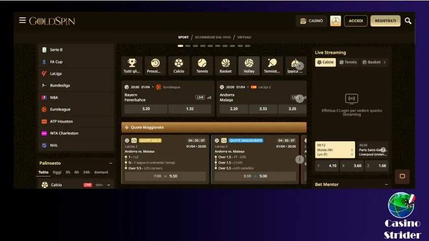 Scommesse Sportive GoldSpin 