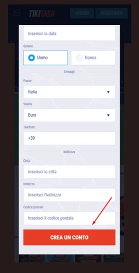 Crea il tuo conto