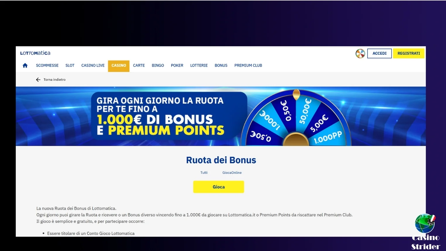 Ruota dei Bonus Lottomatica