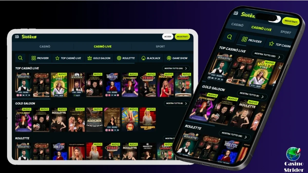 Test mobile casinò Slotexo di CasinoStrider