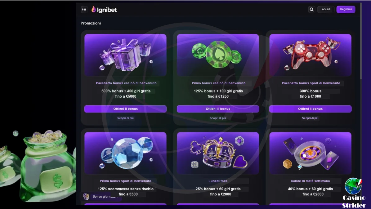 Bonus di Ignibet casino online per i nuovi giocatori