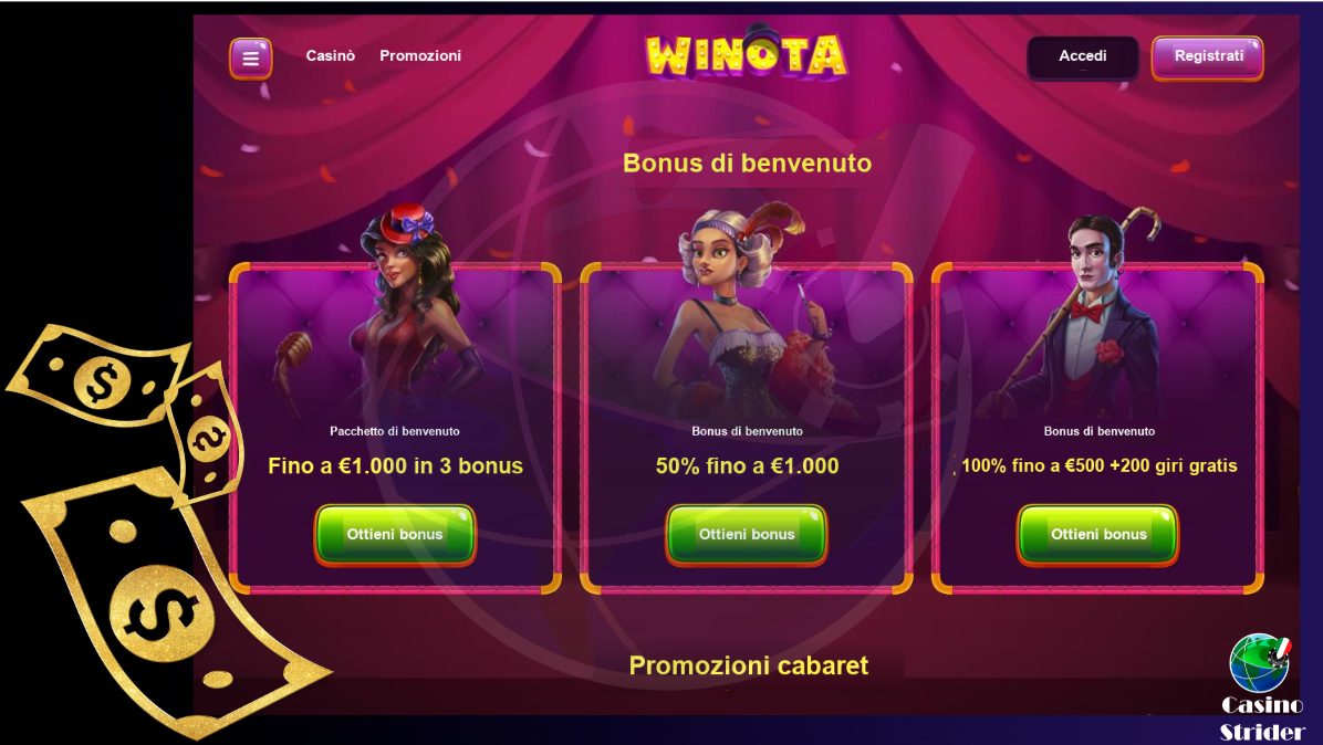 Bonus di Winota online casino per i nuovi giocatori