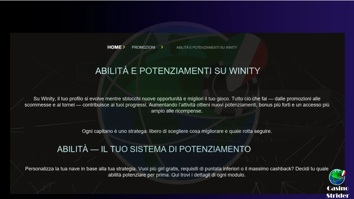 Caratteristiche del casinò Winity